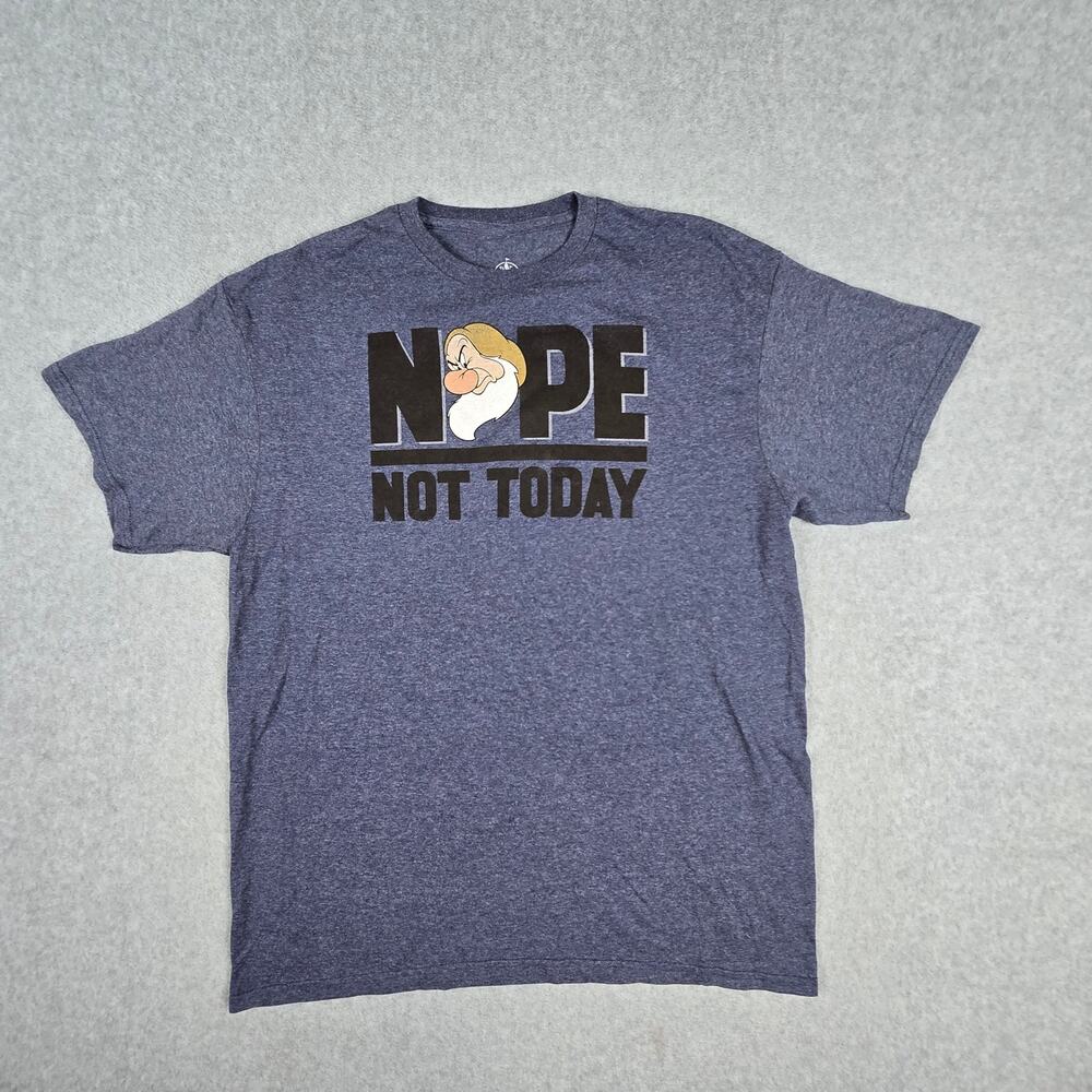 Disney Size Large Grumpy "Nope Not Today" Graphic T Shirt Heather Blue